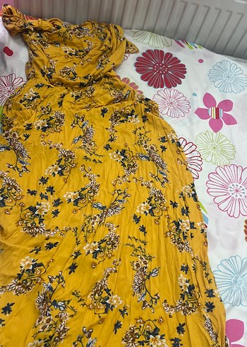 Sarı Desenli Bohem Kadın elbise - Görsel 2