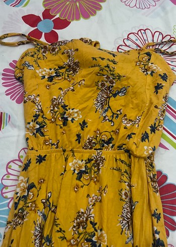 Sarı Desenli Bohem Kadın elbise - Görsel 3