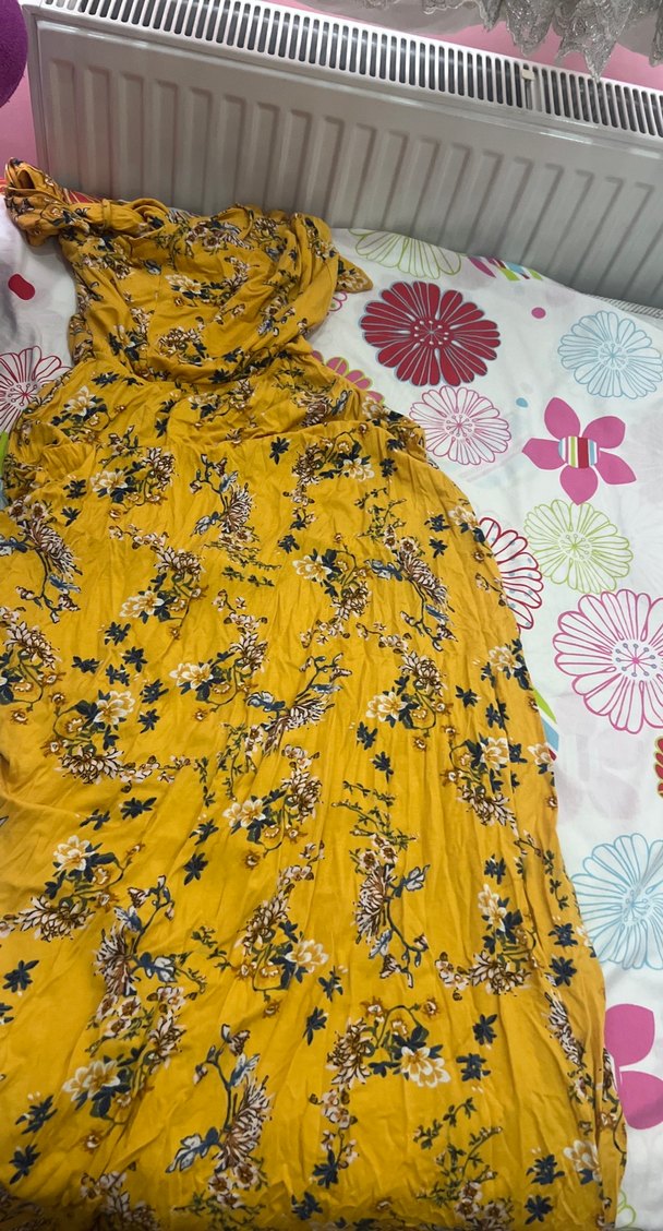 Sarı Desenli Bohem Kadın elbise - Görsel 2