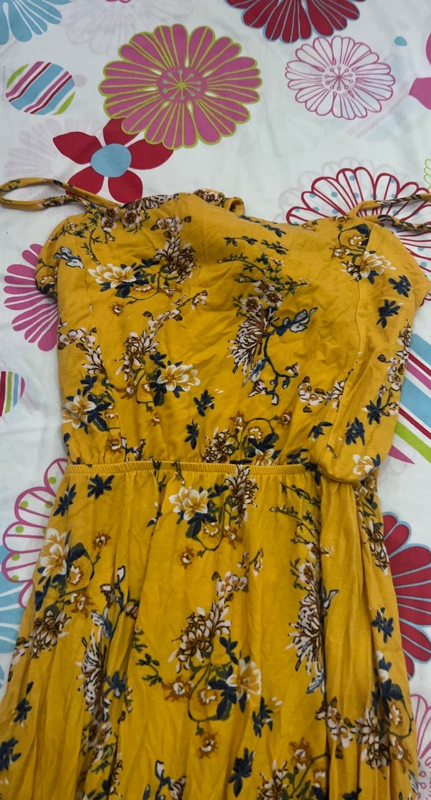 Sarı Desenli Bohem Kadın elbise - Görsel 3