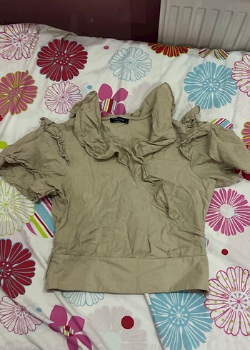 Keten Kumaşlı Fırfırlı Hamile Bluzu - Görsel 3