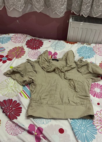 Keten Kumaşlı Fırfırlı Hamile Bluzu - Görsel 2