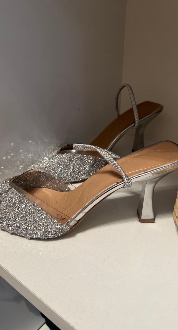 Gri Payetli Stiletto Topuklu Kadın Abiye Ayakkabı - Görsel 3