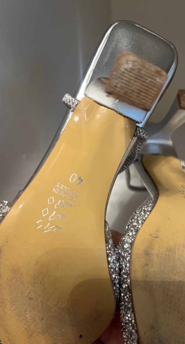 Gri Payetli Stiletto Topuklu Kadın Abiye Ayakkabı - Görsel 4