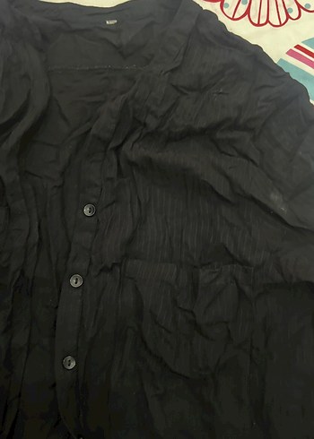 Siyah Uzun Kollu  Keten gömlek - Görsel 4