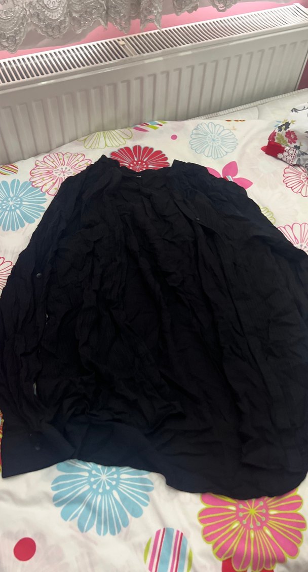 Siyah Uzun Kollu  Keten gömlek - Görsel 2