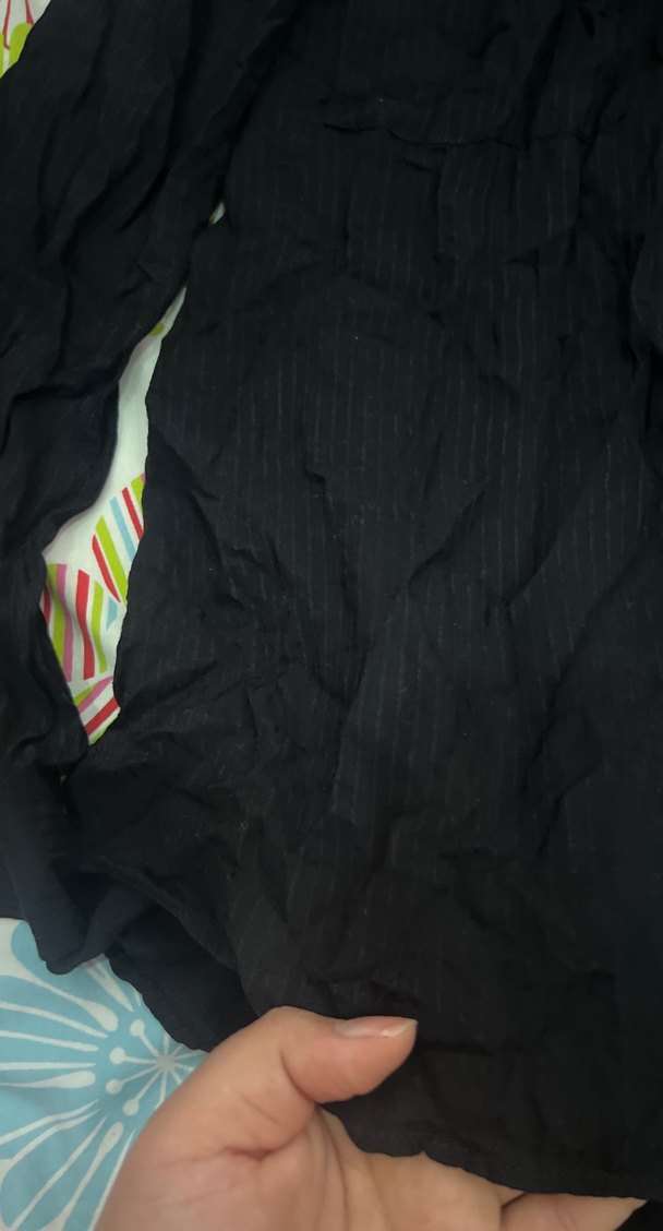 Siyah Uzun Kollu  Keten gömlek - Görsel 3