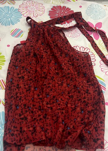 Bohem Kırmızı Bağlamalı Midi Hamile Bluzu - Görsel 2