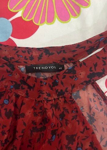 Bohem Kırmızı Bağlamalı Midi Hamile Bluzu - Görsel 3