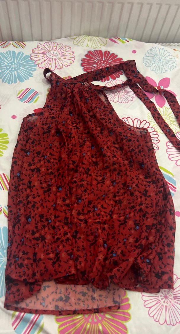 Bohem Kırmızı Bağlamalı Midi Hamile Bluzu - Görsel 2