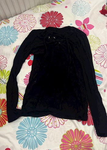 Siyah Uzun Kollu Kız Tişörtü - Görsel 2