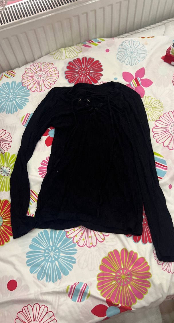 Siyah Uzun Kollu Kız Tişörtü - Görsel 2