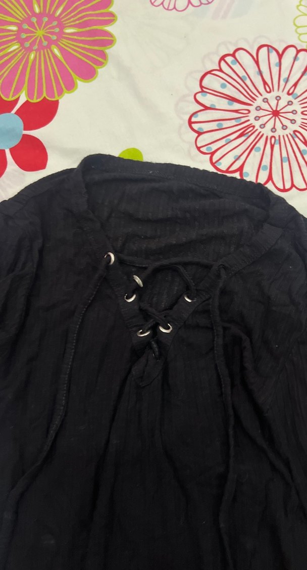 Siyah Uzun Kollu Kız Tişörtü - Görsel 3