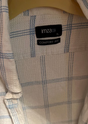 İmza Erkek mavi Beyaz Keten Kısa Kollu Kareli Gömlek - Görsel 3