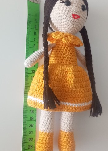 Barbie Sarı Elbise Örgü Bebek