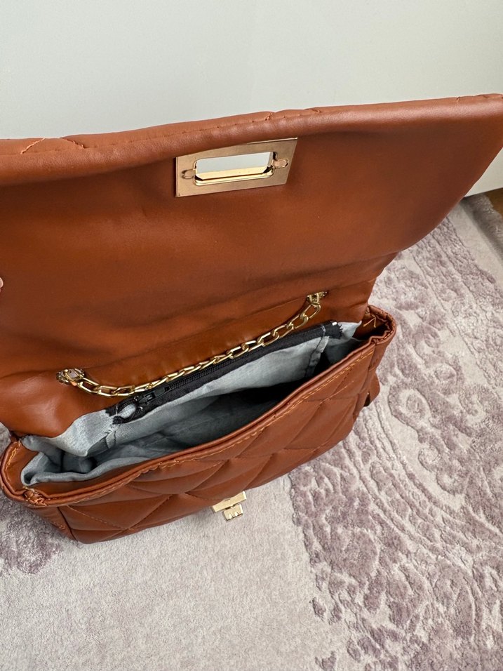 Kahverengi Deri Kadın Çanta - Görsel 3