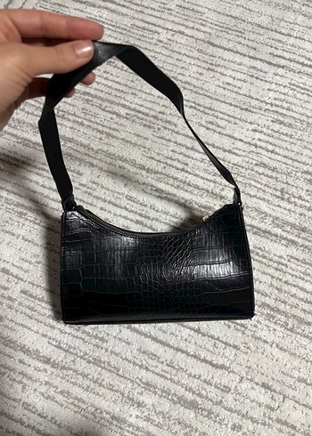 Siyah Deri Yılan Desenli Kadın Çanta - Görsel 4