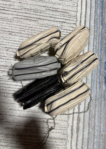 Tokalı Kare Desenli Gri Deri Kadın Çanta - Görsel 2