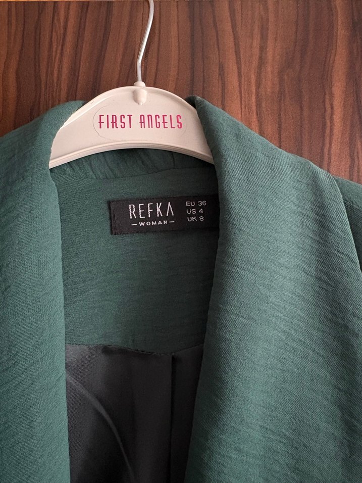 Düğmeli Yeşil Kadın Blazer Ceket - Görsel 4