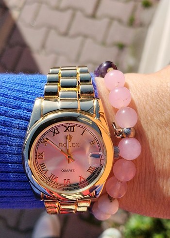 Pembe Tonlu Boncuklu Kadın Kol Saati - Görsel 3