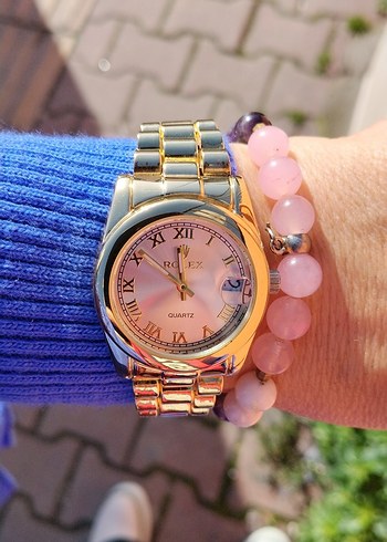 Pembe Tonlu Boncuklu Kadın Kol Saati - Görsel 4