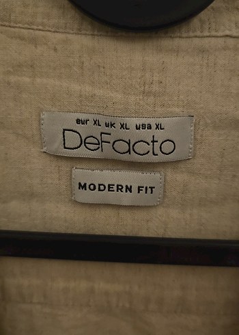 Bej Erkek Keten Gömlek, Düğmeli, Rahat Kesim - Görsel 2