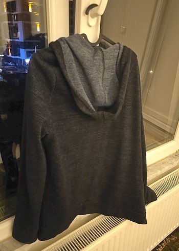 Lacivert Kapüşonlu Rahat Kesim Hırka - Görsel 3