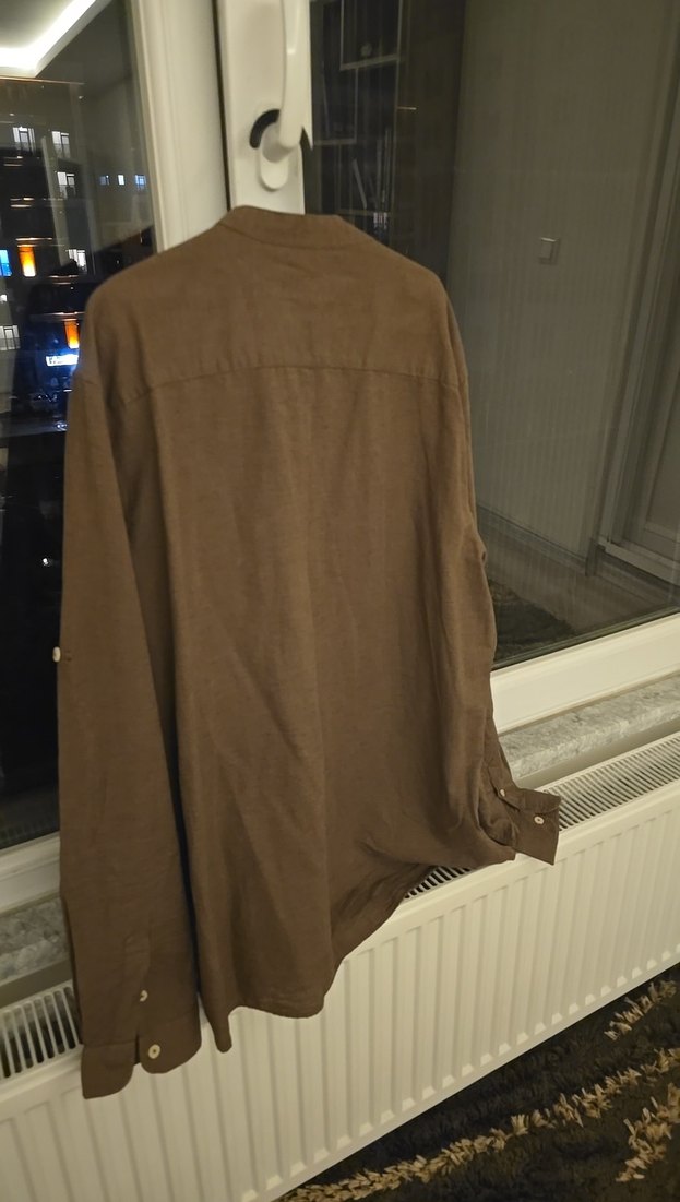 Erkek Keten Uzun Kollu Düğmeli Gömlek - Görsel 3