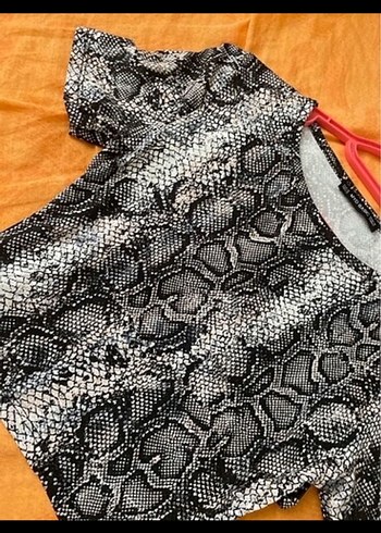 Kadın Siyah Gri Yılan Desenli Triko bluz - Görsel 4