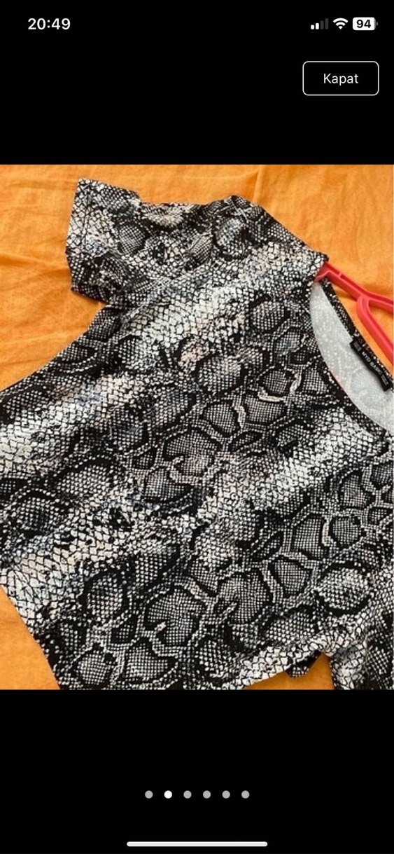 Kadın Siyah Gri Yılan Desenli Triko bluz - Görsel 4