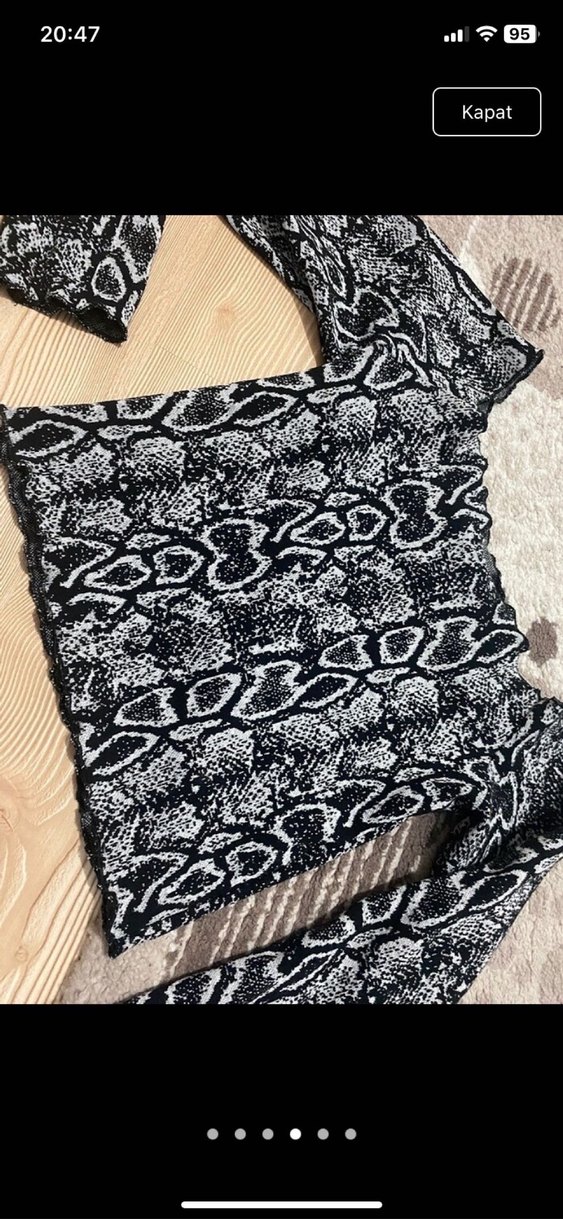 Kadın Siyah Gri Yılan Desenli Triko bluz - Görsel 3