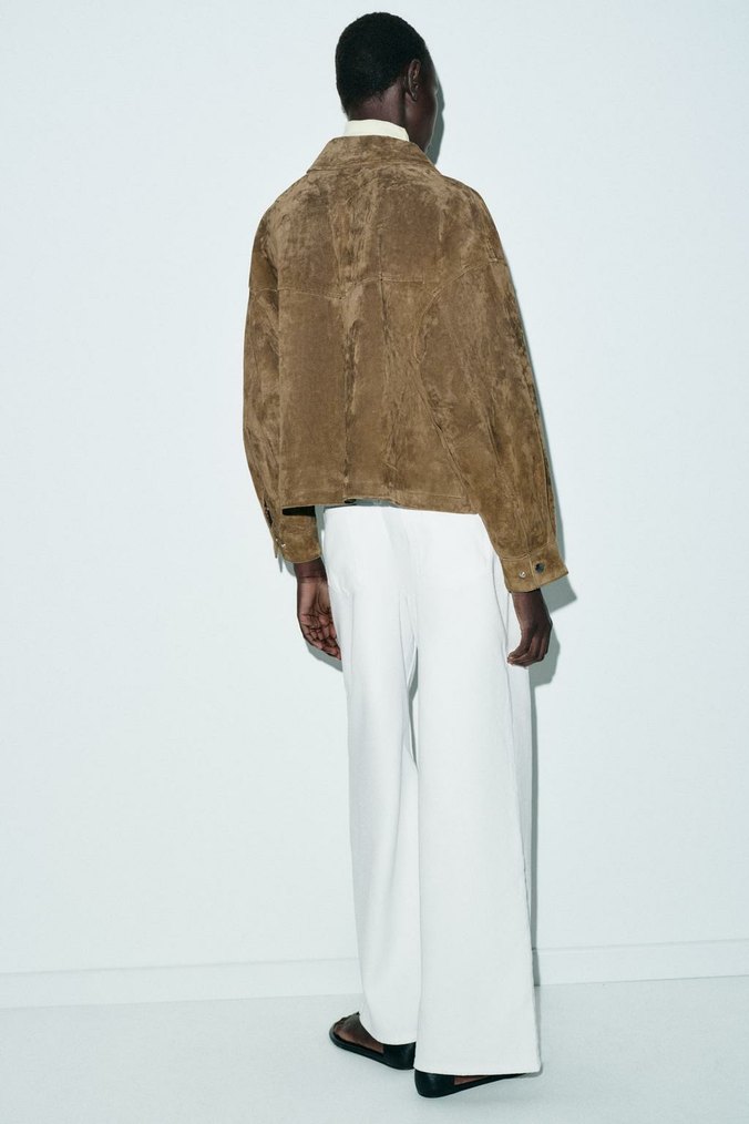 Bej Süet Kadın Ceket, Regular Fit, Midi Boy - Görsel 4