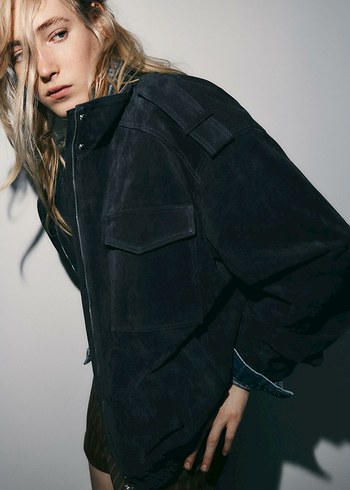 Çizgili Bej Mini Denim Ceket - Görsel 4