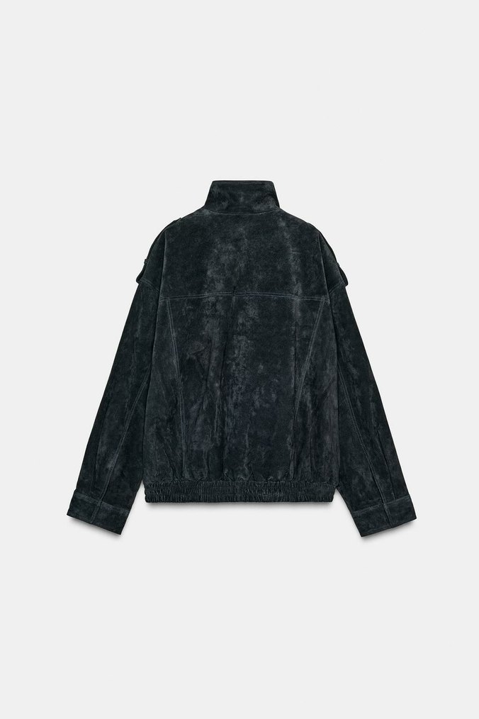 Çizgili Bej Mini Denim Ceket - Görsel 5