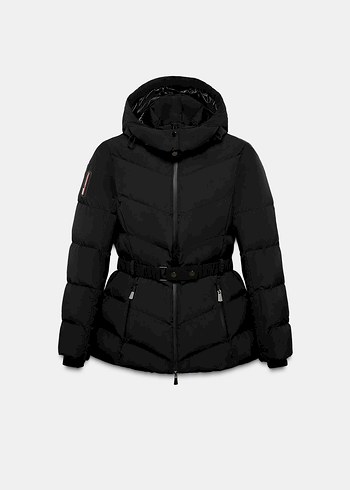 Kemerli Siyah Kadın Kışlık Mont - Görsel 4