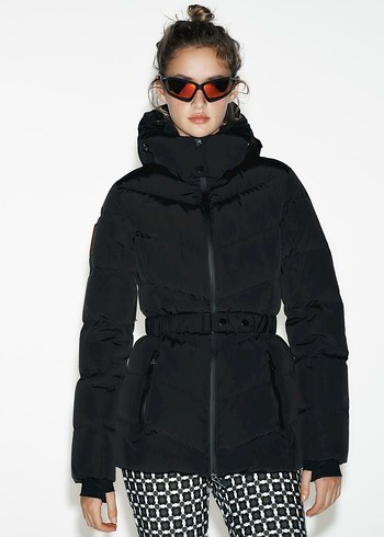 Kemerli Siyah Kadın Kışlık Mont - Görsel 2