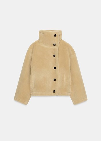 Bej Kadın Midi Ceket Notched Yaka - Görsel 4