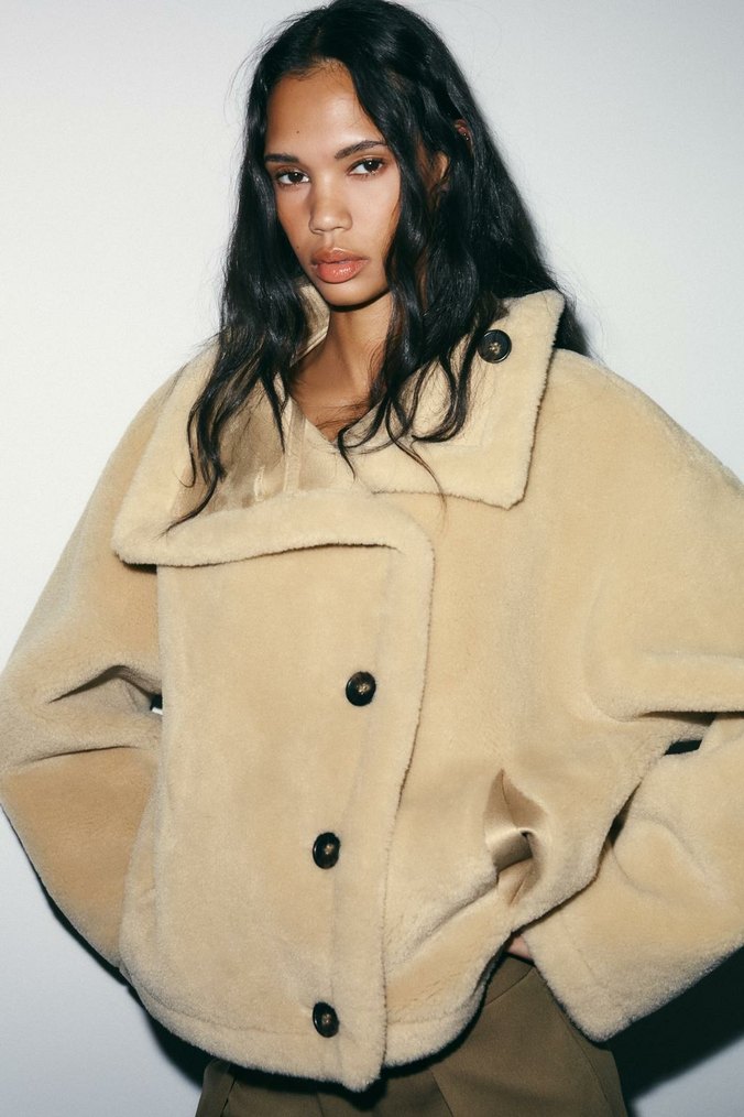 Bej Kadın Midi Ceket Notched Yaka - Görsel 3