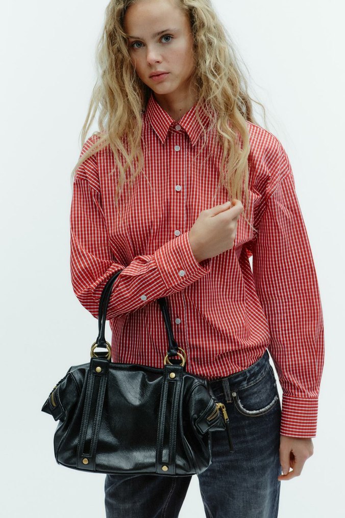 Kırmızı Deri Kadın Omuz Çantası - Görsel 2