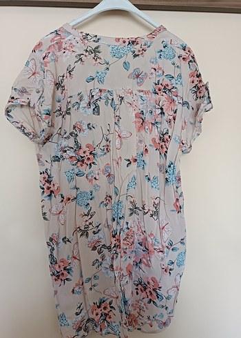 Bohem V Yaka Kısa Kollu Desenli Bluz - Görsel 5