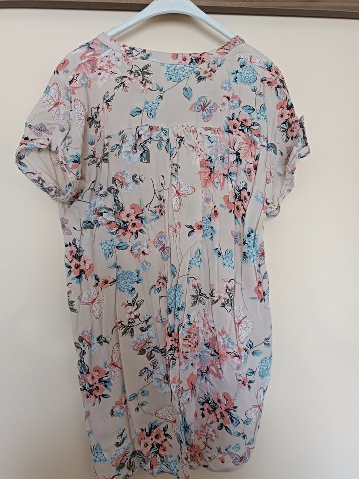 Bohem V Yaka Kısa Kollu Desenli  Bluz - Görsel 5