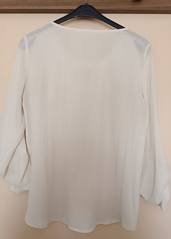 Kadın Beyaz V Yaka Uzun Kollu Gömlek - Görsel 5