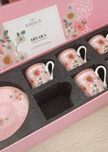 Karaca Diyara 6 Kişilik Pembe Kahve Fincanı Seti - Görsel 4