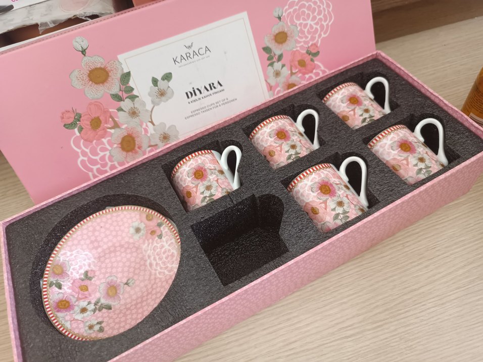 Karaca Diyara 6 Kişilik Pembe Kahve Fincanı Seti - Görsel 4