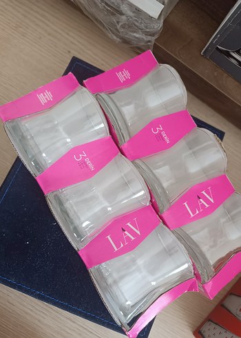 LAV 3'lü Pembe Detaylı Bardak Seti - Görsel 4