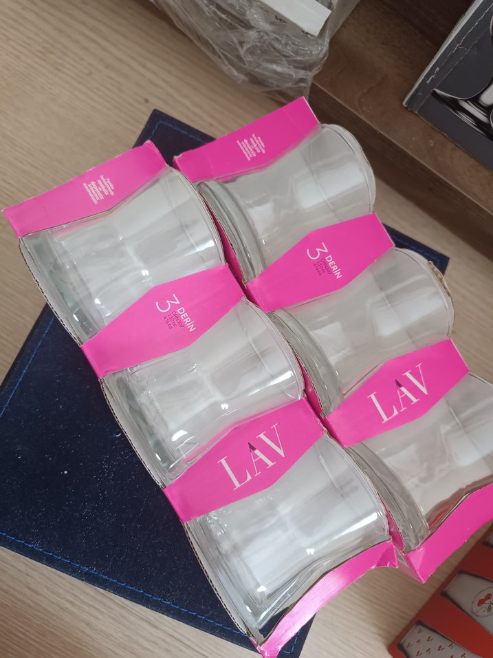 LAV 3'lü Pembe Detaylı Bardak Seti - Görsel 4