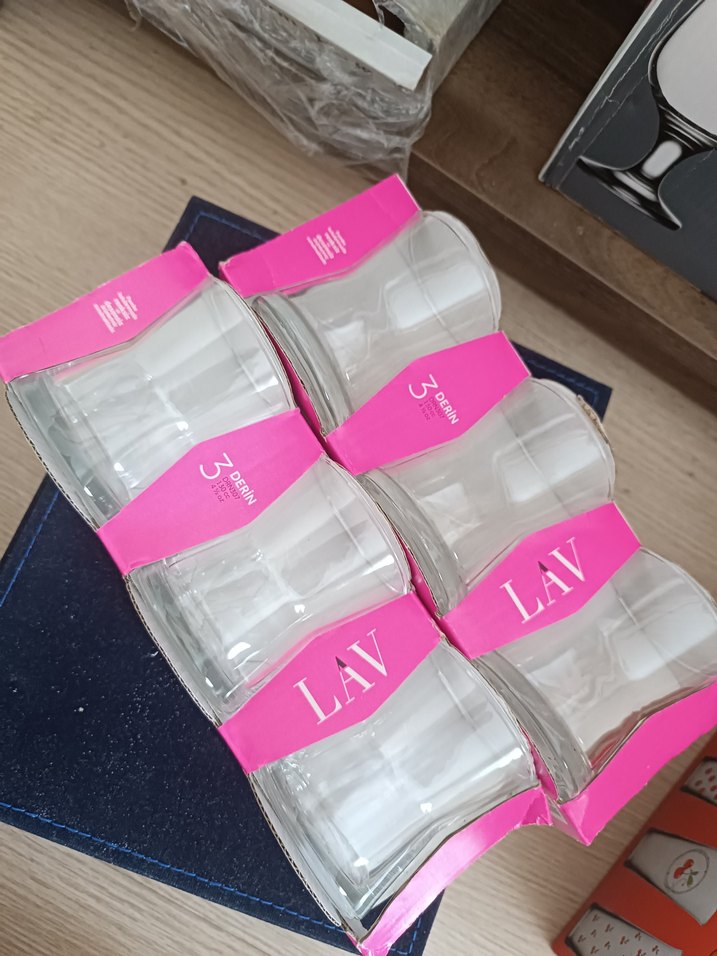 LAV 3'lü Pembe Detaylı Bardak Seti - Görsel 3