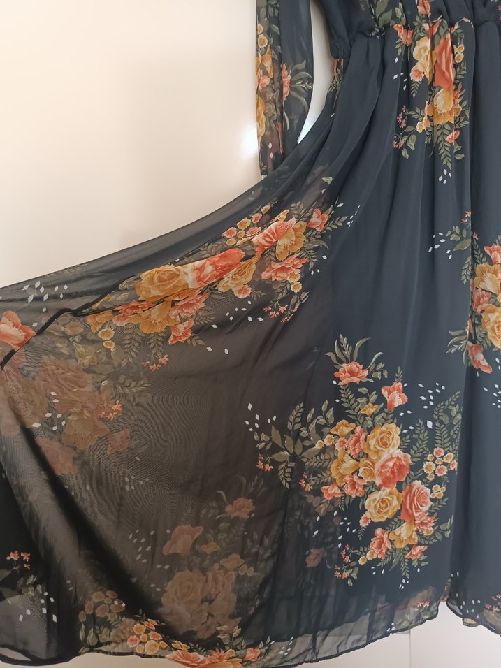 Çiçek Desenli Uzun Bohem Elbise - Görsel 4