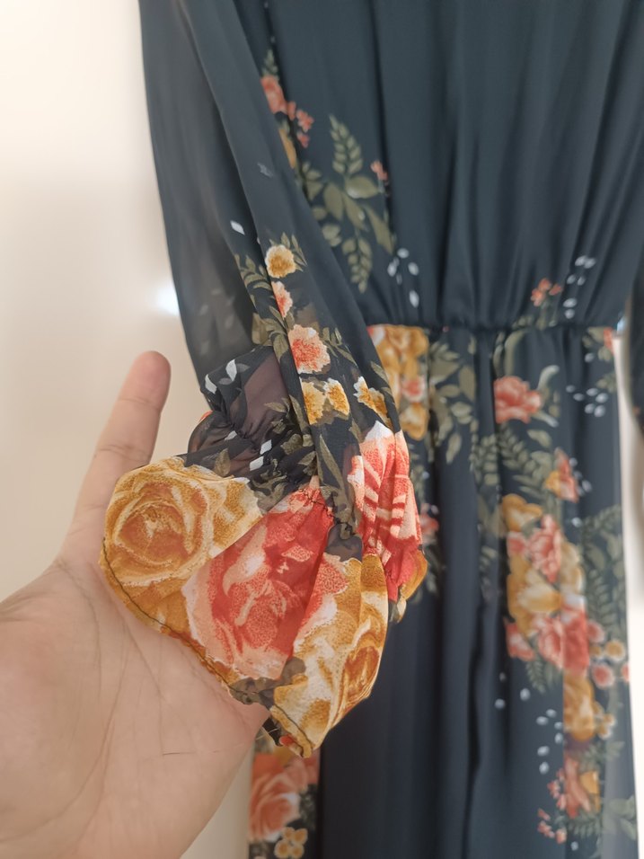 Çiçek Desenli Uzun Bohem Elbise - Görsel 5