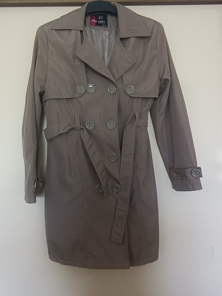 Düğmeli Bej Midi Trençkot - Görsel 5